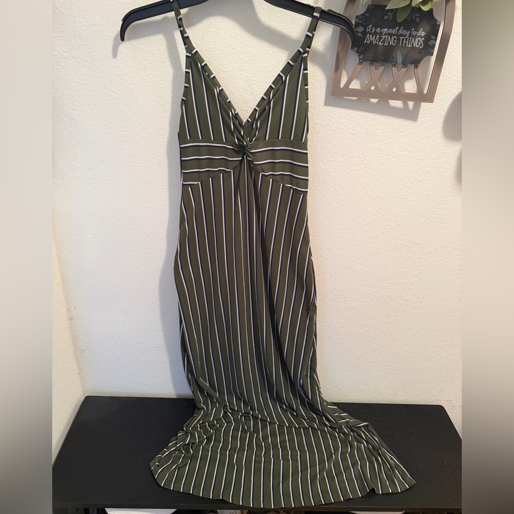 Green Striped Women's Dress